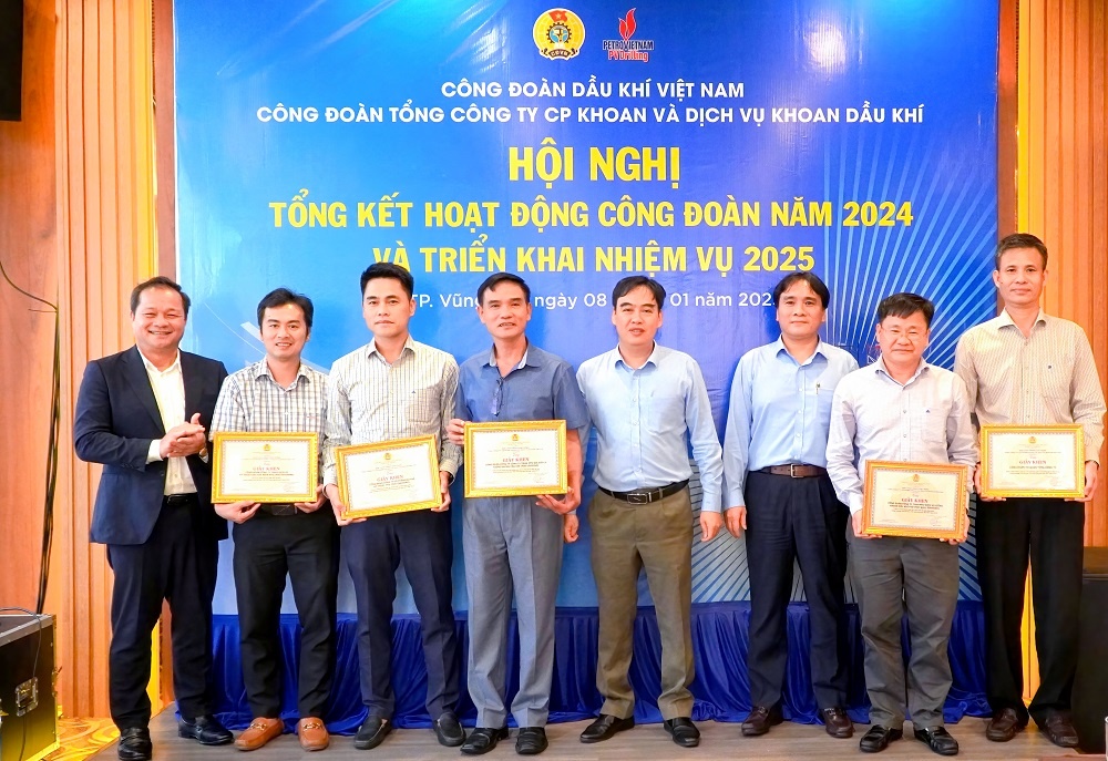 Khen thưởng các Công đoàn CSTV đạt thành tích cao trong phong trào thi đua “Sáng tạo dầu khí” Công đoàn PV Drilling tổng kết hoạt động năm 2024 và triển khai nhiệm vụ năm 2025