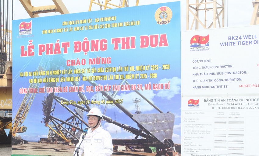 Phát động thi đua xây dựng công trình BK24 chào mừng Đại hội Đảng bộ Xí nghiệp Xây lắp và Vietsovpetro Phát động thi đua xây dựng công trình BK-24 chào mừng Đại hội Đảng các cấp