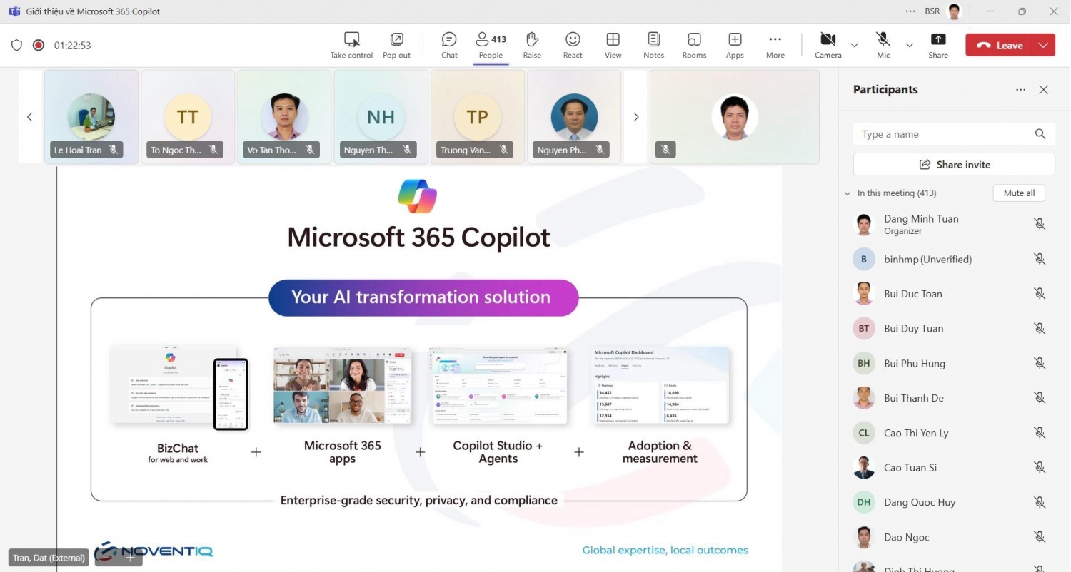 Chương trình đào tạo sử dụng hiệu quả các công cụ làm việc của Microsoft cho CBCNV Công ty BSR được tổ chức trực tuyến với sự tham gia của gần 600 CBCNV. Chương trình đào tạo sử dụng hiệu quả các công cụ làm việc của Microsoft cho CBCNV Công ty BSR được tổ chức trực tuyến với sự tham gia của gần 600 CBCNV.