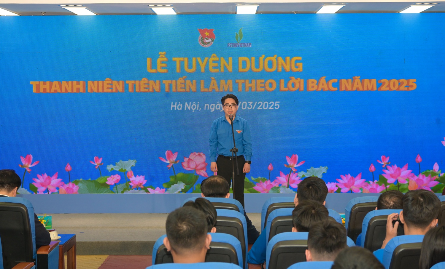 Đồng chí Phạm Đăng An - Bí thư Đoàn Thanh niên Petrovietnam phát biểu tại Lễ tuyên dương “Thanh niên tiên tiến làm theo lời Bác” năm 2025.