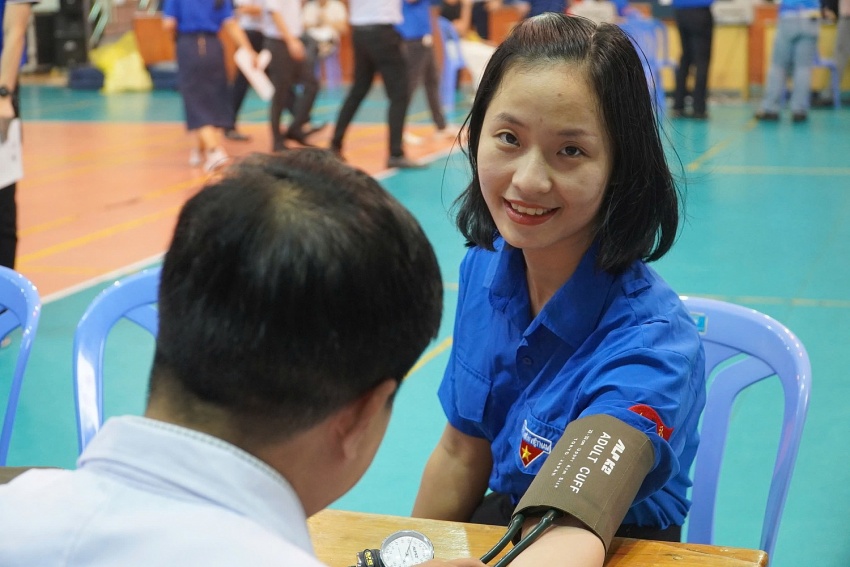 Khu vực kiểm tra sức khỏe trước khi hiến máu.