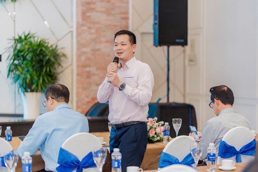 Đồng chí Nguyễn Xuân Ngọc - Ủy viên Ban Thường vụ Đảng ủy, Thành viên HĐQT PTSC gửi gắm nhiều lời khuyên đến các đoàn viên thanh niên.