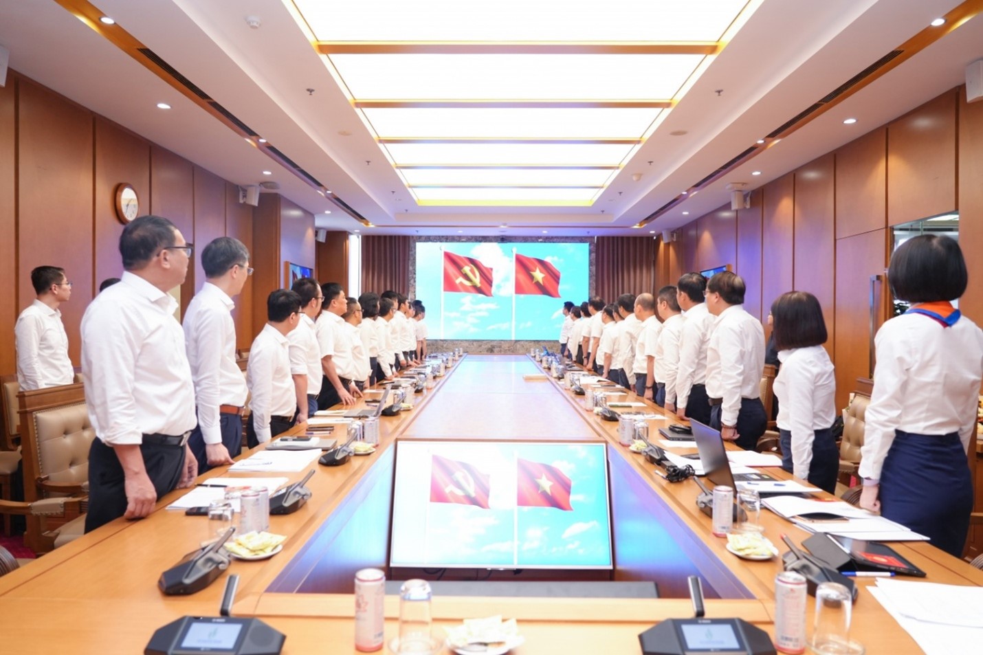 Các đại biểu thực hiện nghi thức chào cờ