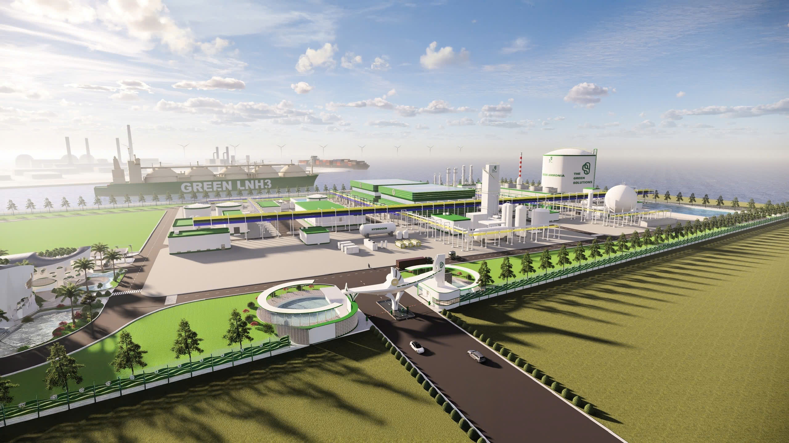 Phối cảnh nhà máy sản xuất Amoniac xanh tại Trà Vinh.