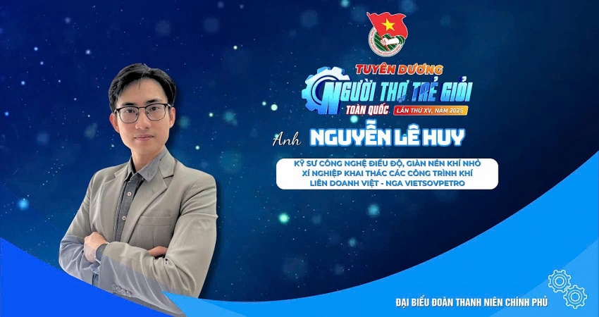 Kỹ sư Nguyễn Lê Huy có 2 sáng kiến được công nhận cấp Vietsovpetro với giá trị làm lợi cao.