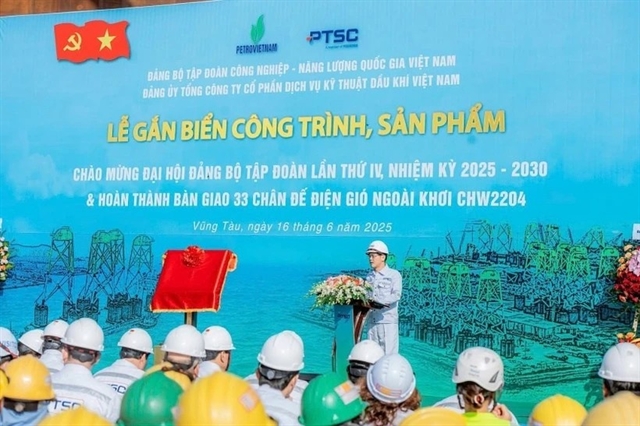 PTSC General Director Trần Hồ Bắc speaks at a ceremony in Vũng Tàu City on June 16 to mark the completion of the foundation handover. — VNA/VNS Photo