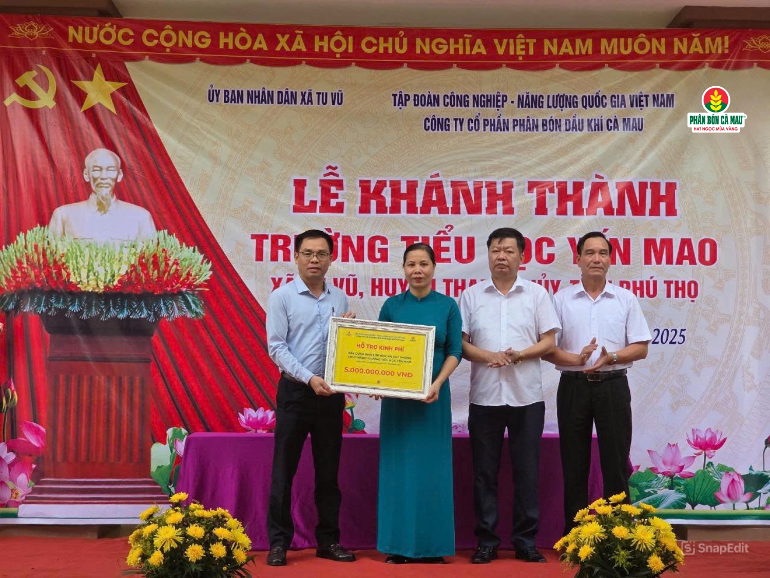 PVCFC tài trợ nguồn kinh phí 5 tỷ đồng để xây dựng Trường Tiểu học Yến Mao.