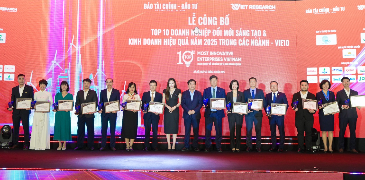 Petrovietnam được xướng tên trong Top 50 Doanh nghiệp Đổi mới sáng tạo và Kinh doanh hiệu quả 2025 (VIE50) và Top 10 theo ngành (VIE10).