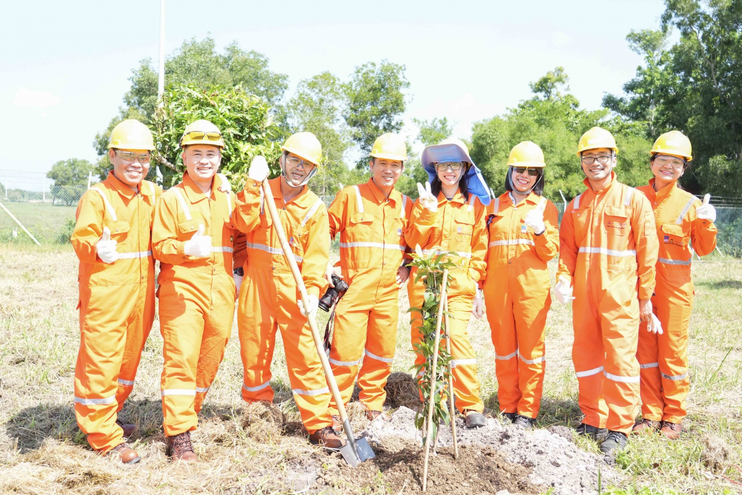 Đại diện lãnh đạo và CBCNV NCSP cùng trồng phủ xanh cảnh quan nhà máy