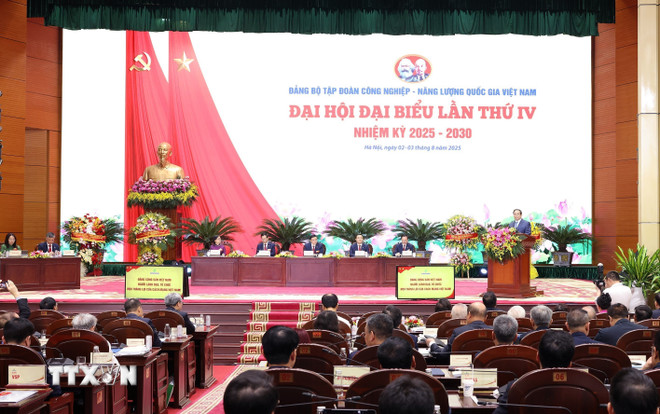 Đại hội đại biểu Đảng bộ Tập đoàn Công nghiệp-Năng lượng Quốc gia nhiệm kỳ 2025-2030. (Ảnh: Quốc Khánh/TTXVN) Đại hội đại biểu Đảng bộ Tập đoàn Công nghiệp-Năng lượng Quốc gia nhiệm kỳ 2025-2030. (Ảnh: Quốc Khánh/TTXVN)