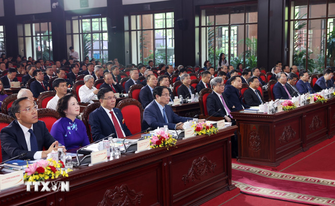 Thủ tướng Chính phủ Phạm Minh Chính và các đại biểu dự Đại hội đại biểu Đảng bộ Tập đoàn Petrovietnam lần thứ IV, nhiệm kỳ 2025-2030. (Ảnh: Quốc Khánh/TTXVN) Thủ tướng Chính phủ Phạm Minh Chính và các đại biểu dự Đại hội đại biểu Đảng bộ Tập đoàn Petrovietnam lần thứ IV, nhiệm kỳ 2025-2030. (Ảnh: Quốc Khánh/TTXVN)