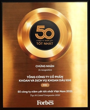 PV Drilling được vinh danh lần thứ 5 trong bảng xếp hạng uy tín của Forbes Việt Nam