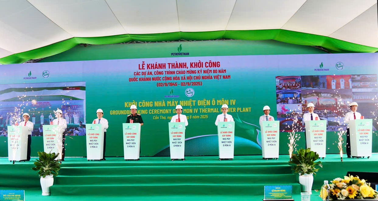 Ngày 19/8, Petrovietnam chính thức khởi công dự án Nhà máy Nhiệt điện Ô Môn 4, đánh dấu giai đoạn triển khai đồng bộ chuỗi dự án khí - điện Lô B - Ô Môn.