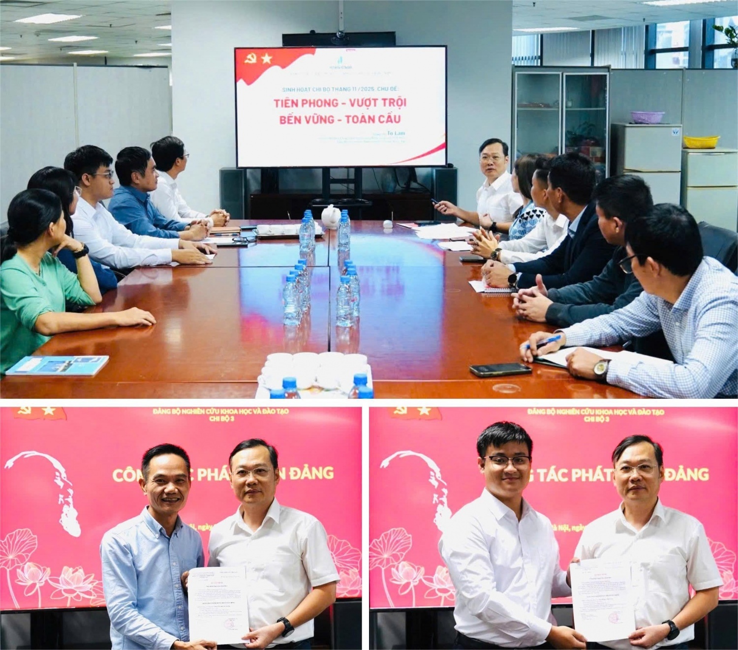 Chi ủy Chi bộ 3 thuộc Đảng bộ Nghiên cứu Khoa học và Đào tạo trao quyết định công nhận đảng viên chính thức cho đảng viên mới