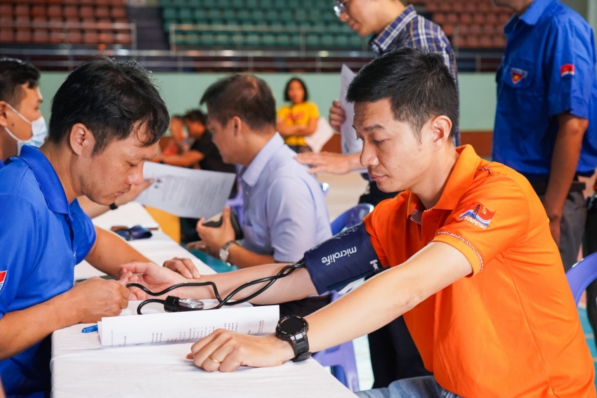 Khu vực kiểm tra sức khỏe trước khi hiến máu.