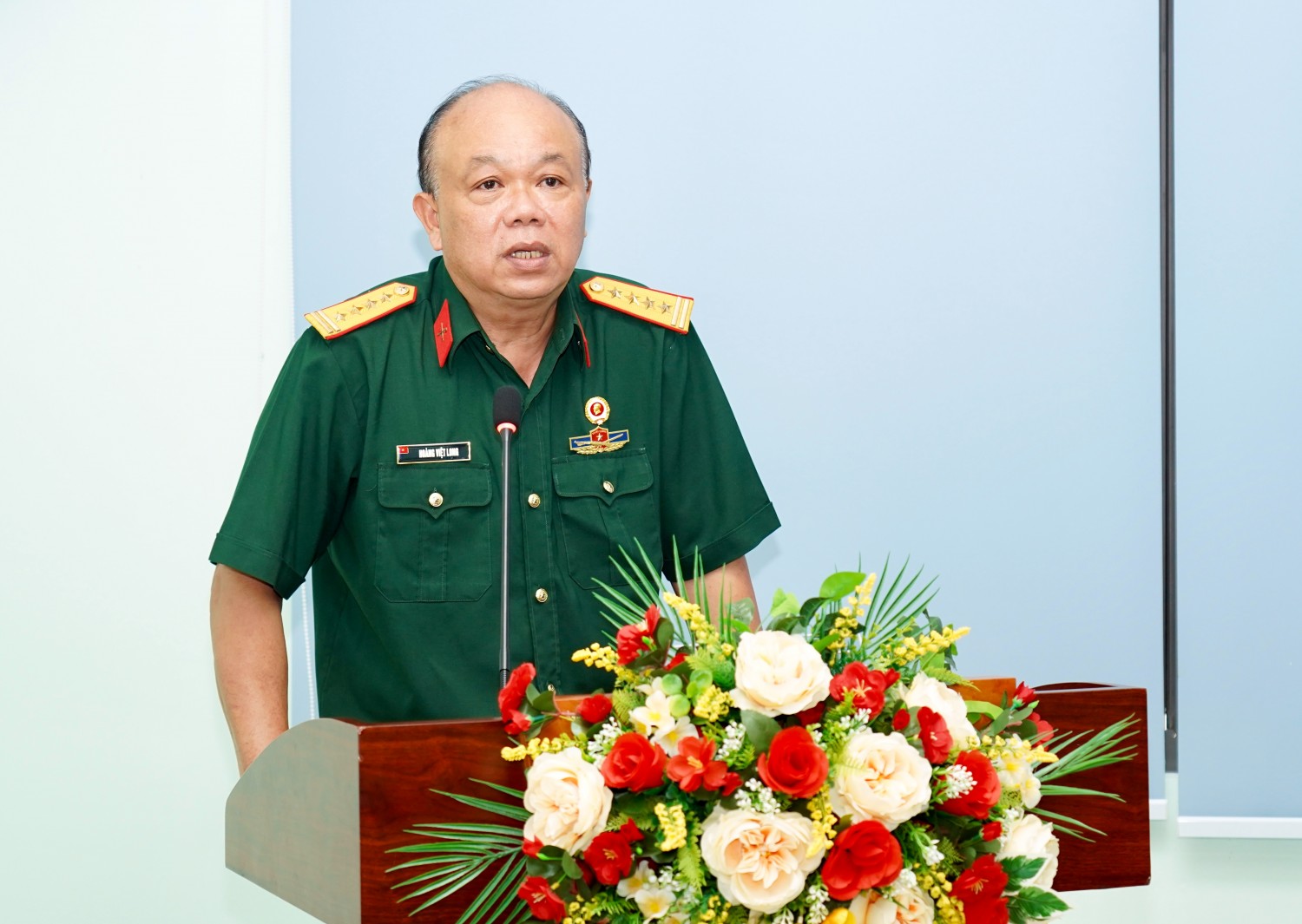 Đại tá Hoàng Việt Long, Phó Trưởng ban Công tác CCB TP Cần Thơ phát biểu tại chương trình.