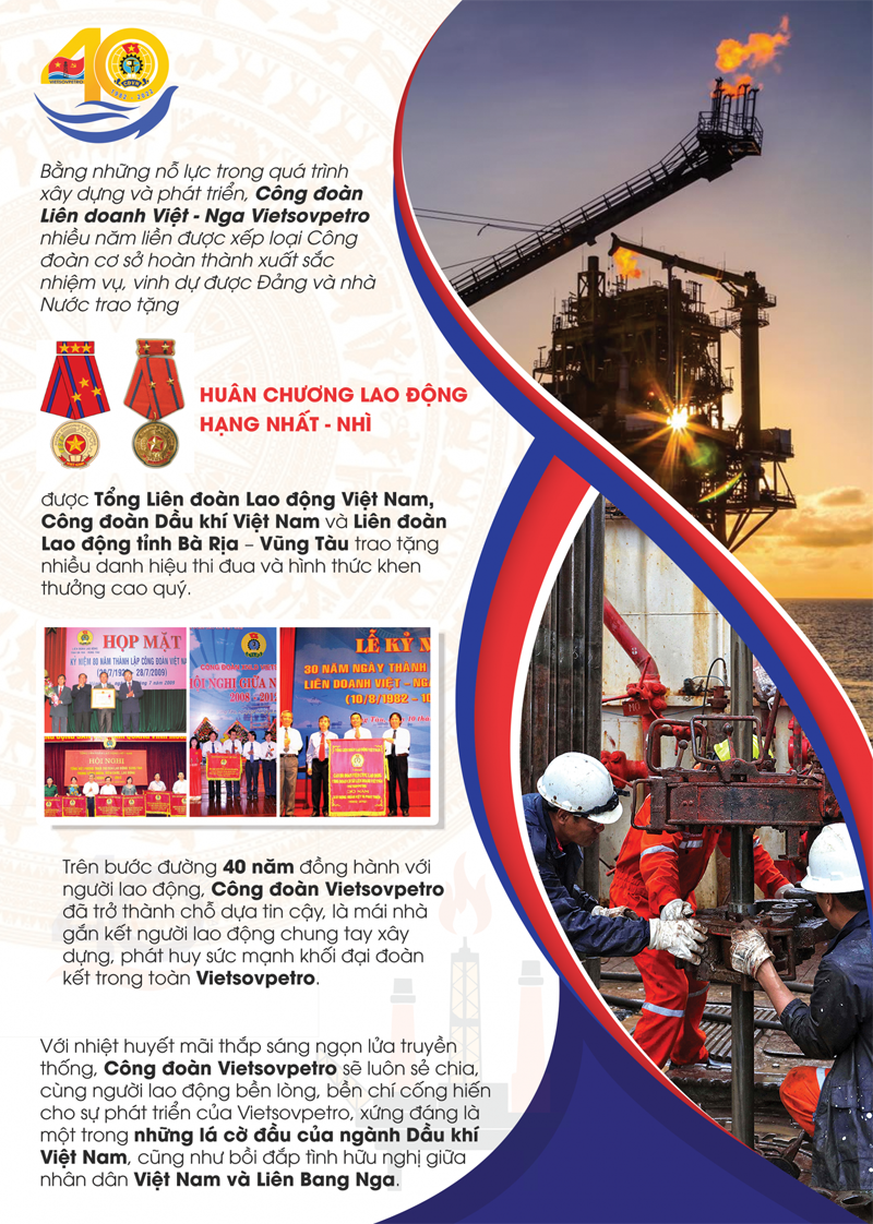 Infographic 40 năm thành lập Công đoàn Vietsovpetro Công đoàn Vietsovpetro: Những bước tiến không ngừng qua 40 năm hình thành và phát triển